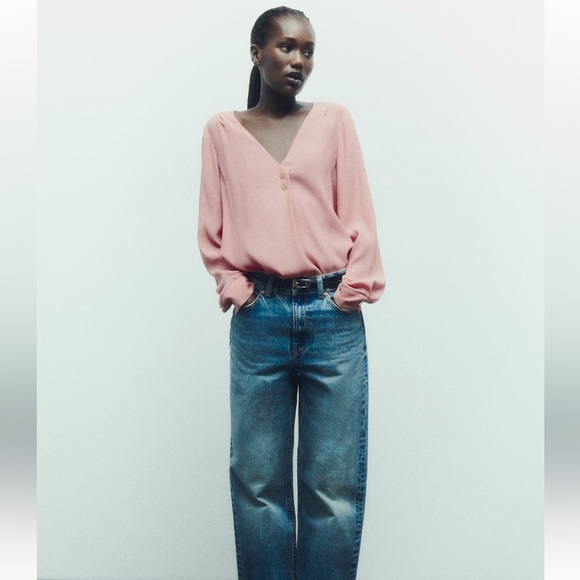 Zara NWT Blouse With Gold Buttons - Picture 2 of 7